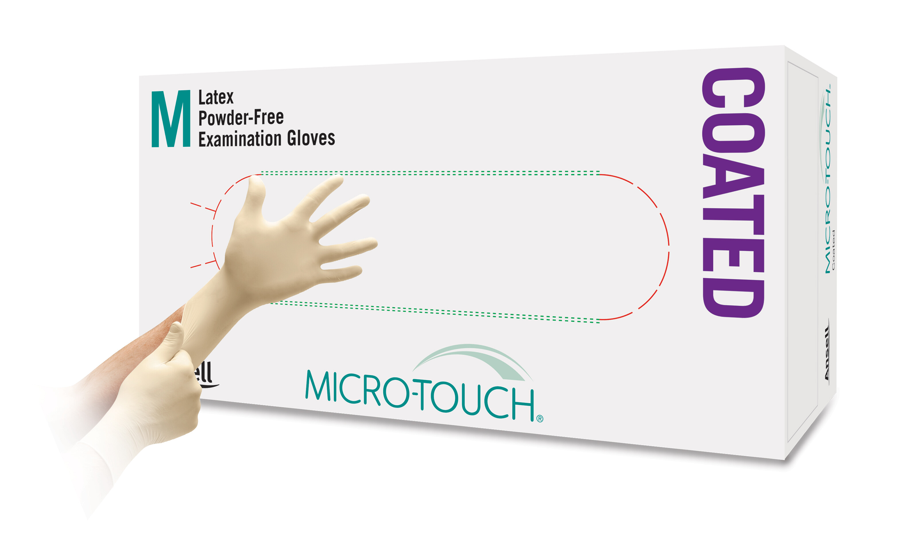 【安思尔】一次性使用医用乳胶检查手套 （无粉）Micro-touch Coated